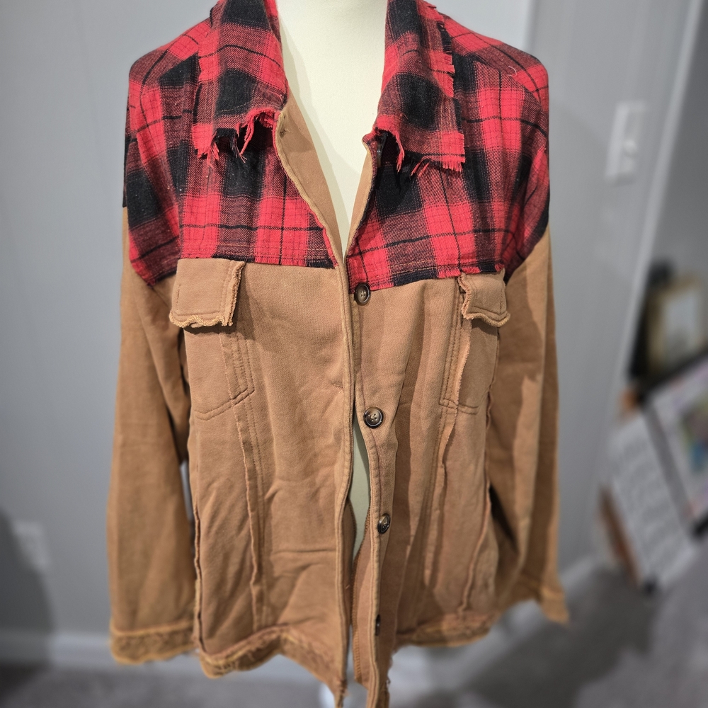 POL Red and Black Plaid Jacket